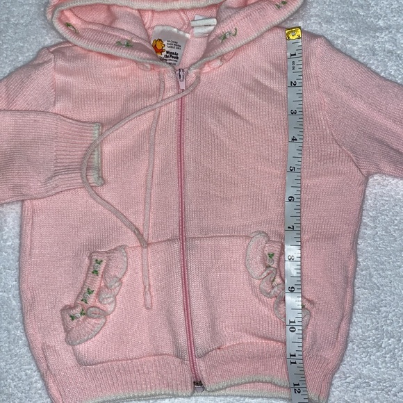 Vintage sears Winnie the Pooh acrylic pink knit hooded sweater 18/24m - Picture 4 of 9